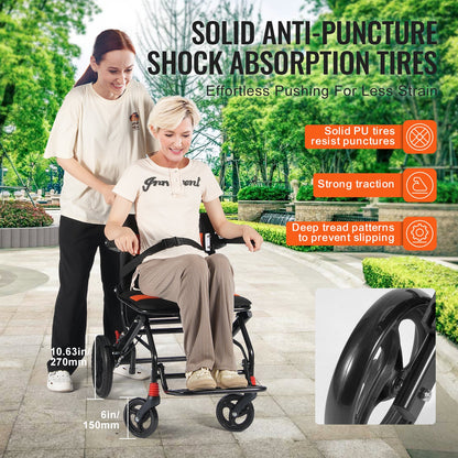 Manual Wheelchair Folding Aluminum 18" Seat 220 LB Capacity