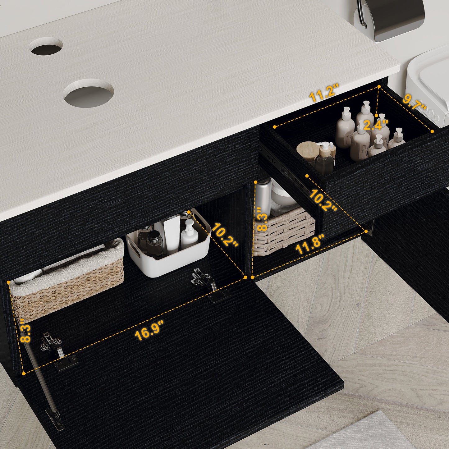 31.5' Modern Wall-Mounted Single Sink Bathroom Vanity Base Only Painted Floating