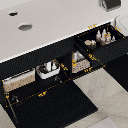 31.5' Modern Wall-Mounted Single Sink Bathroom Vanity Base Only Painted Floating