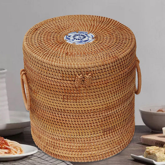 Vietnamese Handmade Rattan Weave Tea Storage