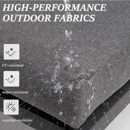 Outdoor Ottoman Aluminum Black Gray Cushion Rectangular Set of 2
