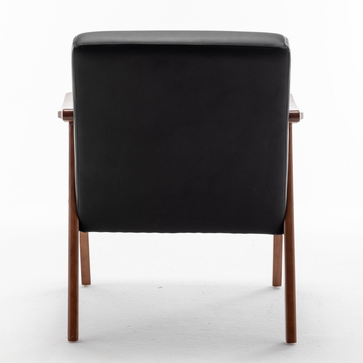 Mid-Century Wingback Accent Chair Black PU Leather 26x31x32