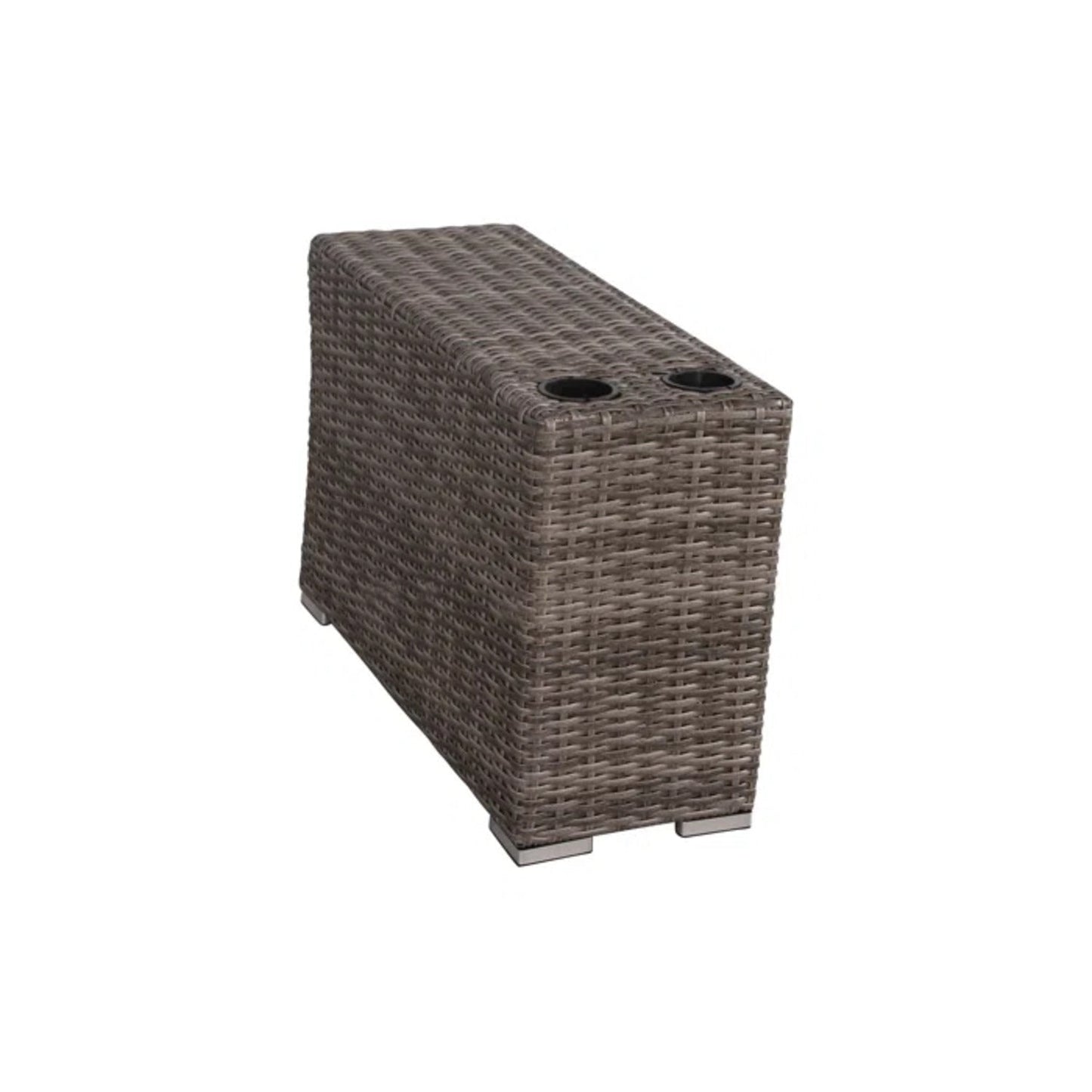 Outdoor Loveseat Set 2-Seat Wicker Gray Cupholder
