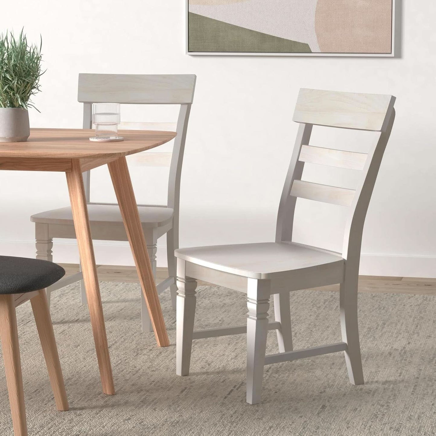 Two Java Dining Chairs Unfinished Parawood 225 Lb Capacity