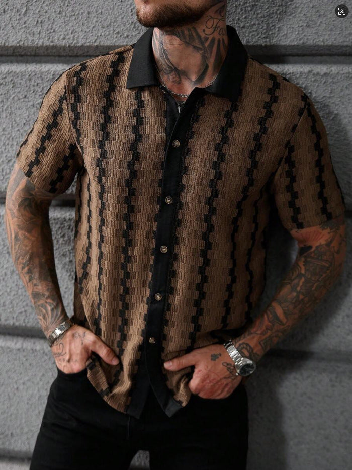 Men's Retro Plaid Knitted Short Sleeve