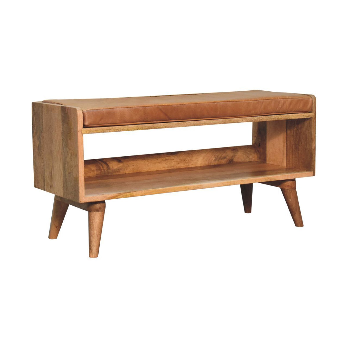 Solid Wood Bench With Upholstered Sea
