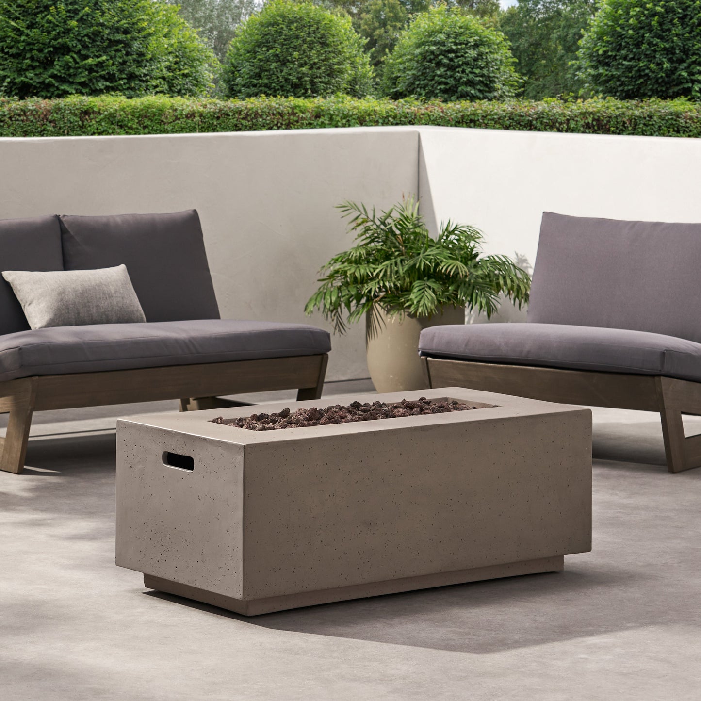 Modern 40 Inch Outdoor Rectangular MGO Fire Pit 40000 BTU, Dark Grey