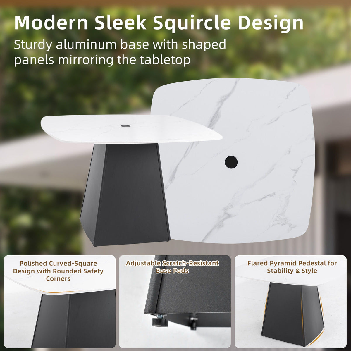 Rounded Square Outdoor Pedestal Dining Table