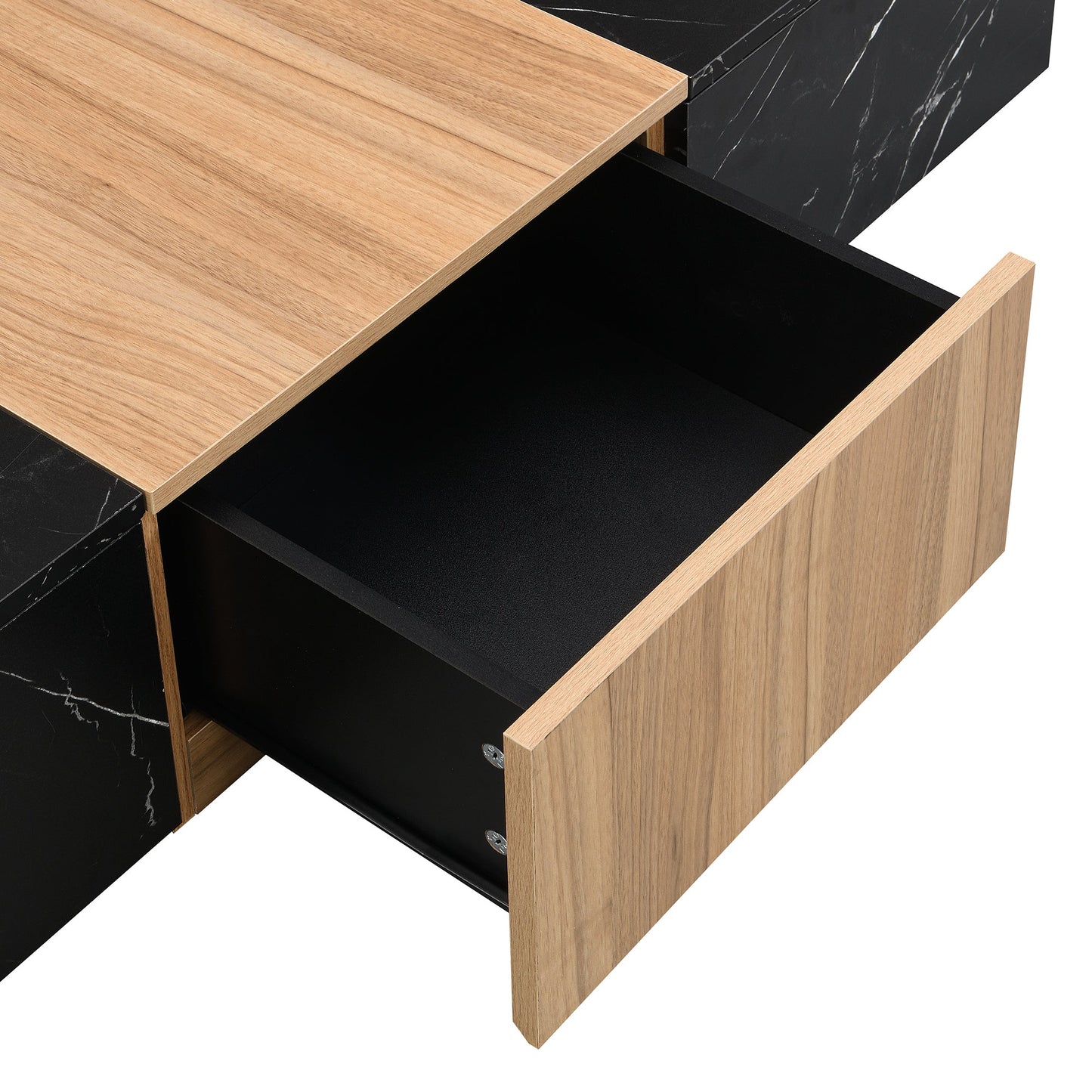 TV Stand Faux Marble Walnut Particle Board 4-Drawer Fits 88 In TV 78.7 In