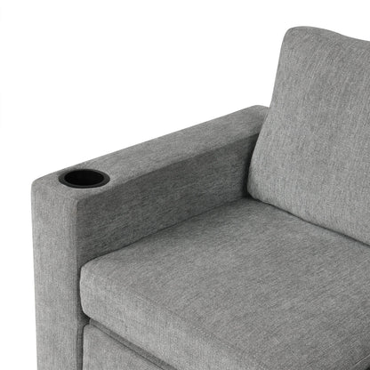 84" Sectional Sofa Convertible Pull-Out USB Gray