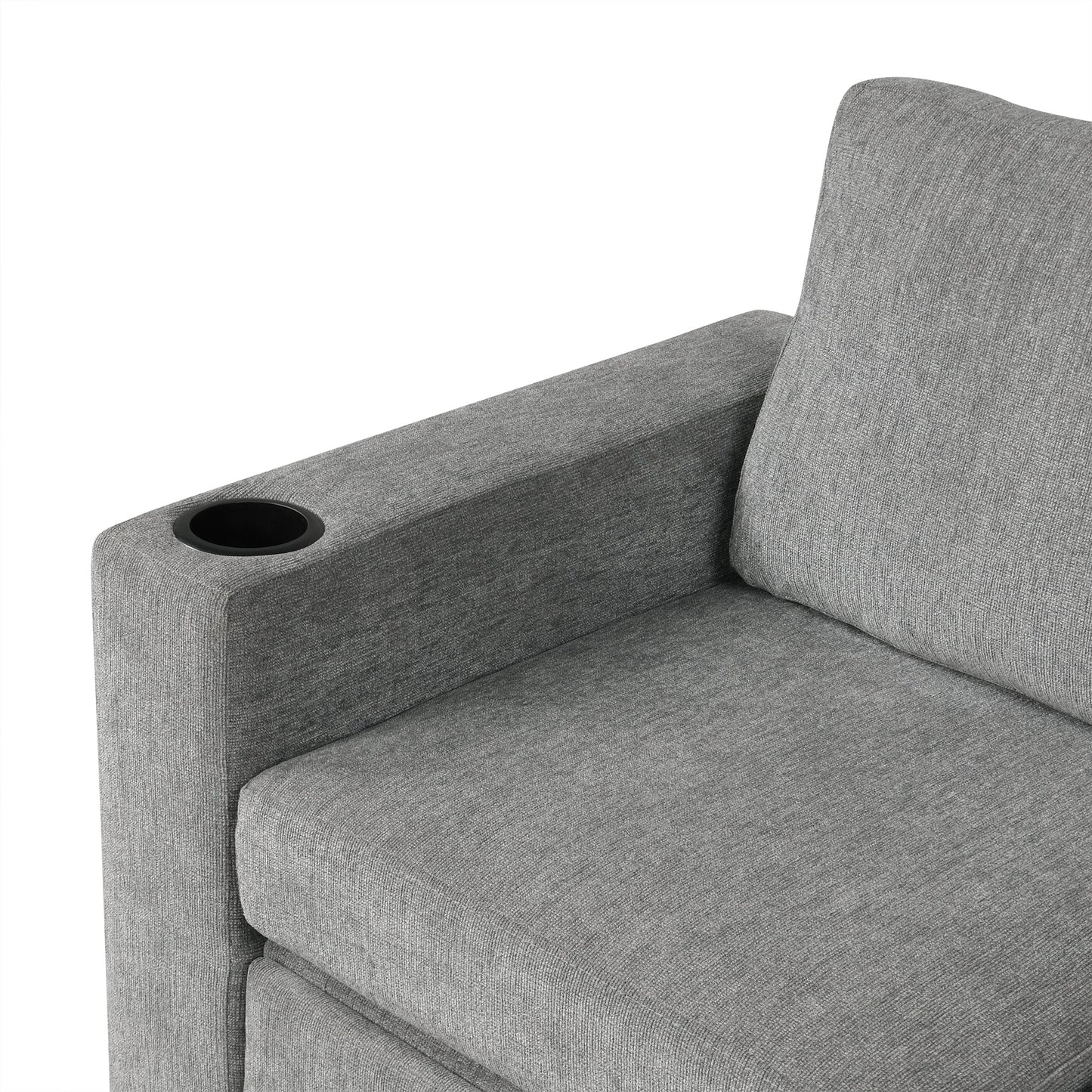 84" Sectional Sofa Convertible Pull-Out USB Gray