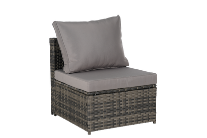 Outdoor Sectional Set PE Rattan Steel Dark Gray L-Shape 6 Piece Seats 8