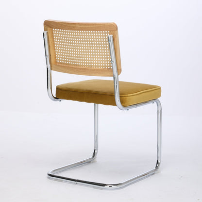 Mid Century Modern Dining Chairs Set of 2, Velvet Accent Chairs with Natural