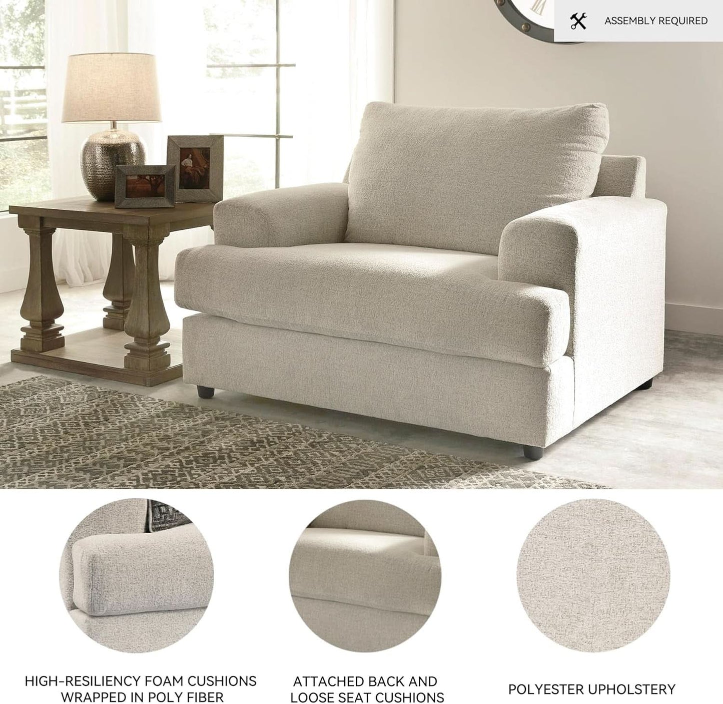 Soletren Contemporary Off White Chenille Upholstered Chair