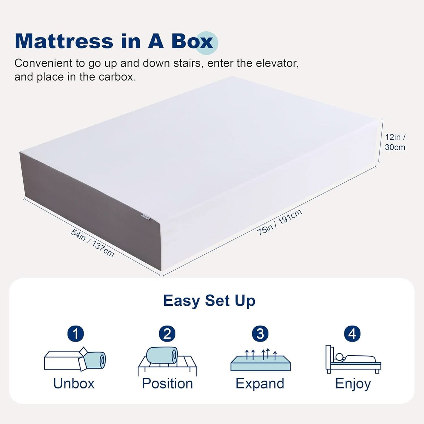 Memory Foam Mattress 12Inch Ultra Soft White Comfort