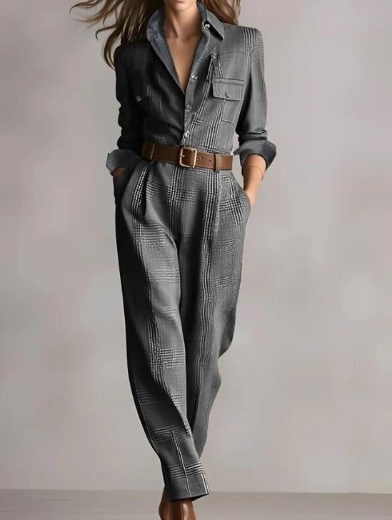 Women's Spring And Autumn Chic Plaid Jumpsuit
