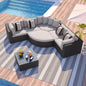 Outdoor Wicker Sofa Set Brown 7 Piece Colorful Pillows Seats 6
