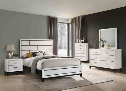 Two Tone Nightstand with 2 Drawers, Wooden Legs, White Finish, Bedroom