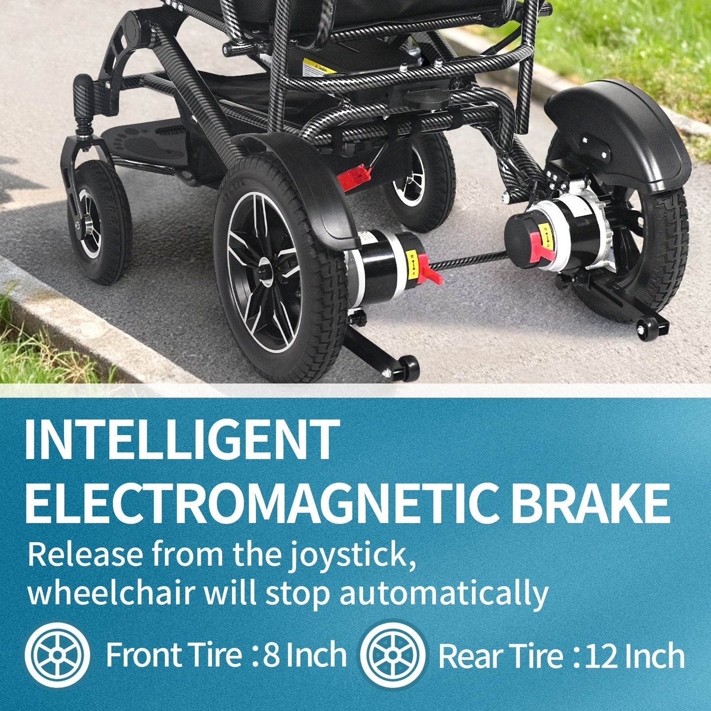 Wheelchair Electric Foldable Aluminum Dual Battery Black 41x24x39 In