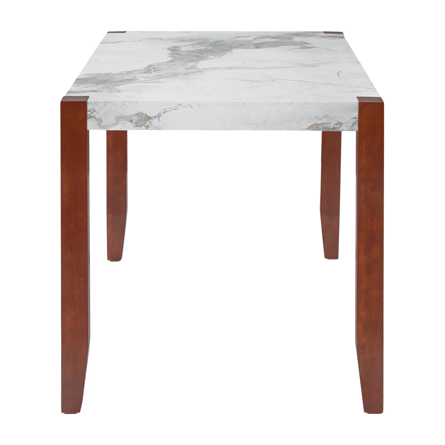 4-Piece Dining Set, 1 Marble-Look Table with 2 Upholstered Chairs and 1 Bench