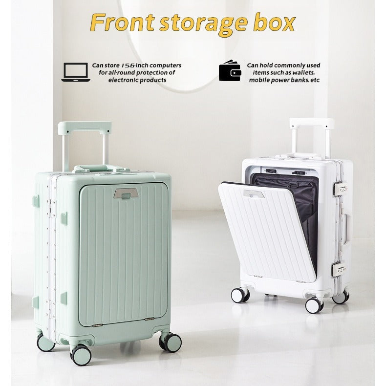 20 Inch 24 Inch Aluminum Frame Luggage Compartment, Front Opening Luggage Compartment, TSA Lock, Silent Rotating Wheel, Business Travel Hand Held Rolling Case