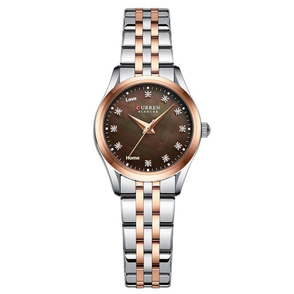 Rhinestone Ultra-thin Womens Shell-face Watch