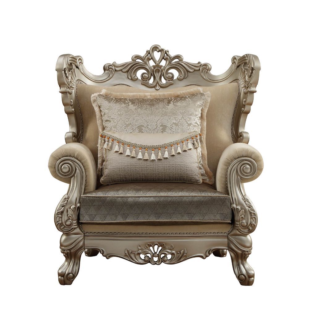 Ranita - Chair With 2 Pillows - Fabric & Champagne