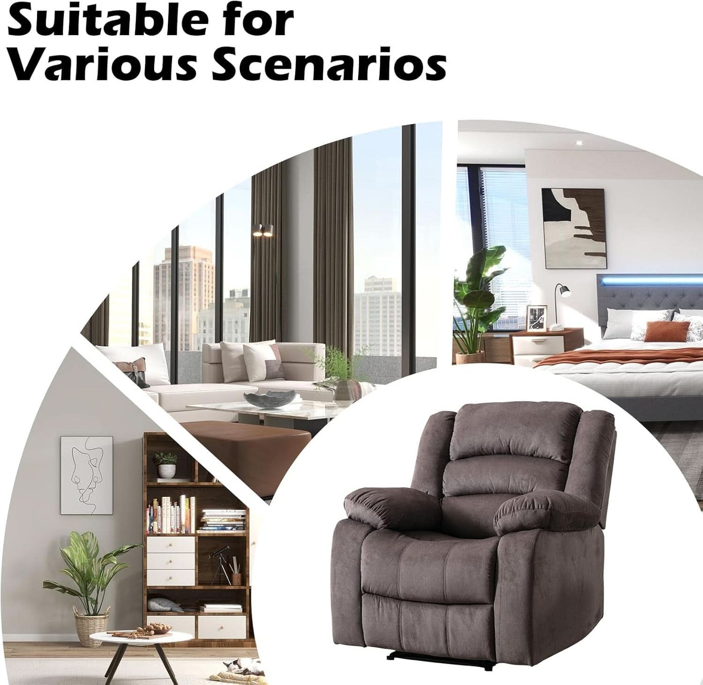 Brown Oversized Electric Recliner Chair With Plush Cushions