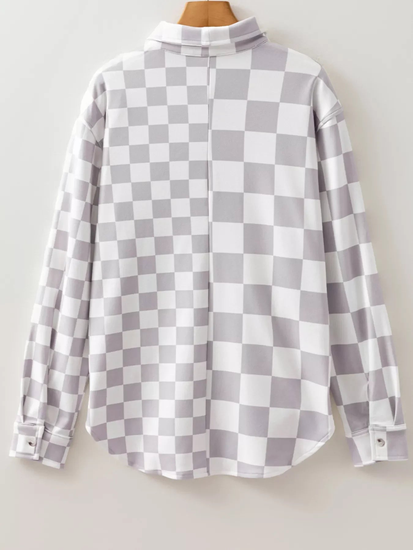 Checkerboard Flap Pocket Button Front Shacket