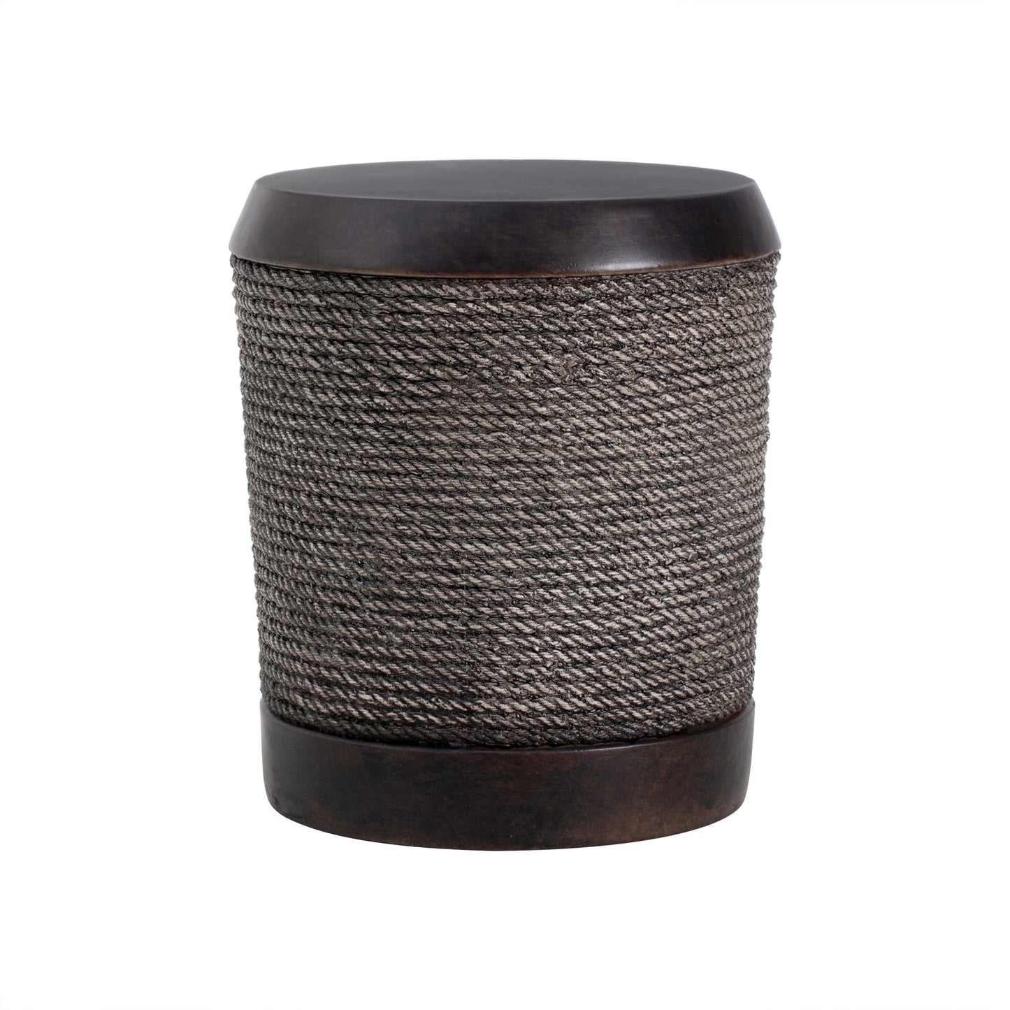 Outdoor Side Table MGO Braided Cord Cylinder Dark Brown 15.75x18in