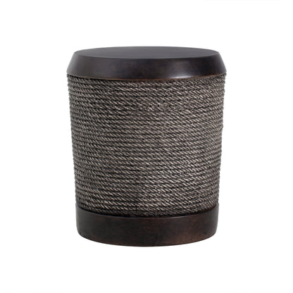 Outdoor Side Table MGO Braided Cord Cylinder Dark Brown 15.75x18in