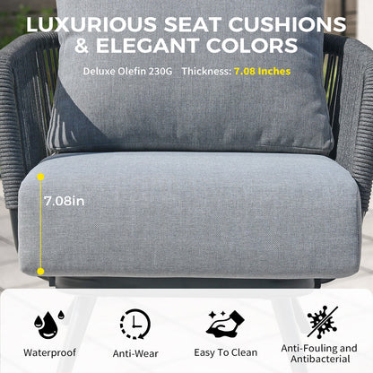 Outdoor Conversation Set Rope Textilene Black Gray Olefin 4 Piece