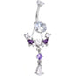 Clear Purple CZ Gem Alluring Elegance Dangle Belly Ring