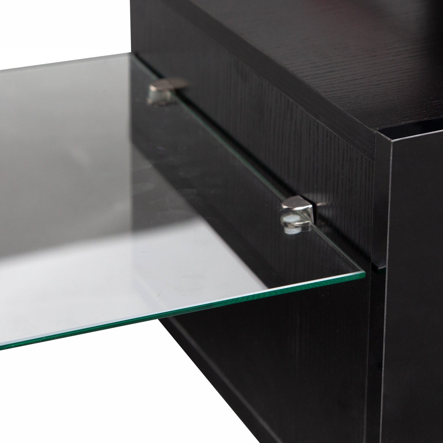 TV Stand LED High Gloss Black Storage Cabinet Fits 65