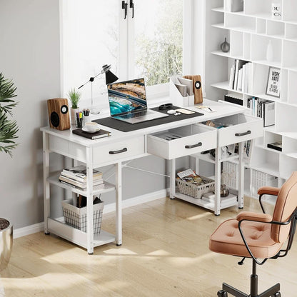 White 48 Inch Contemporary Premier Desk With Drawers