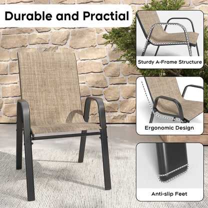7-Piece Outdoor Patio Dining Set, 63' x 38' Rectangular Wood-Grain Metal Table