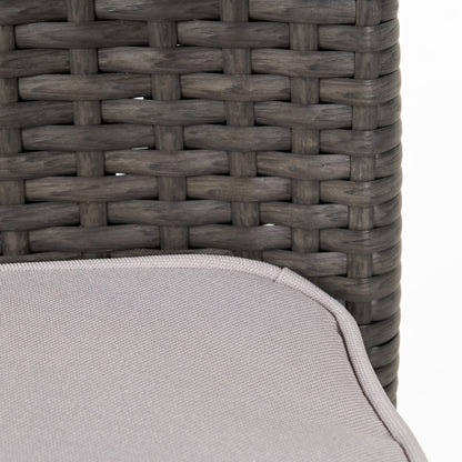 6 Pcs Outdoor Acacia Wood Dining Set with PE Rattan Stacking Chair, Grey