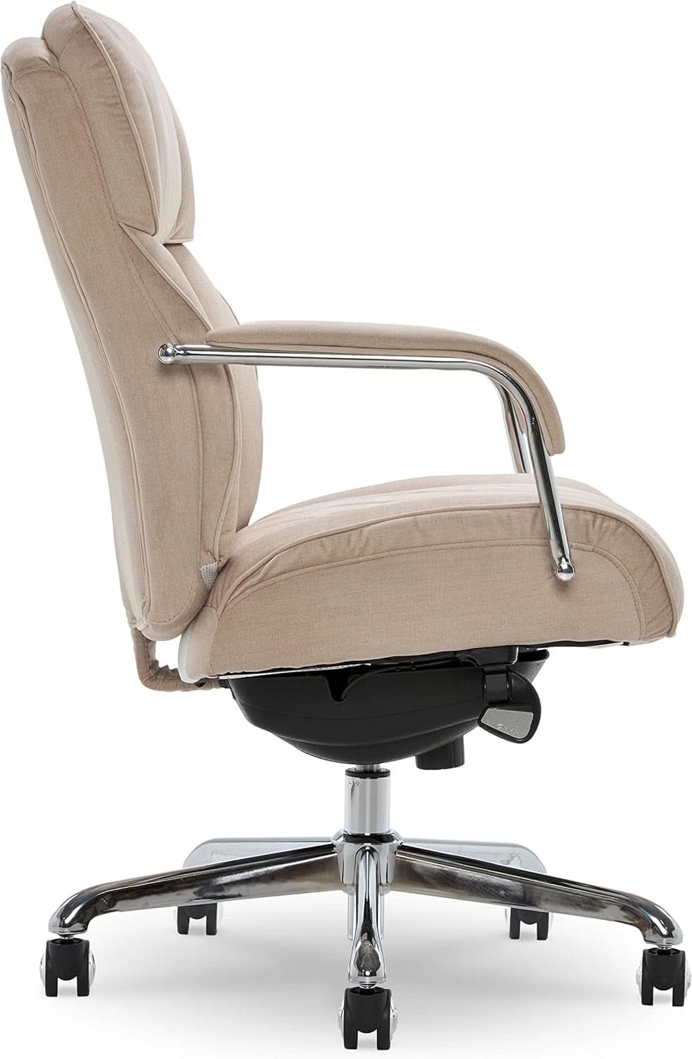 Quilted Leather Executive Office Chair With Lumbar Support Cream