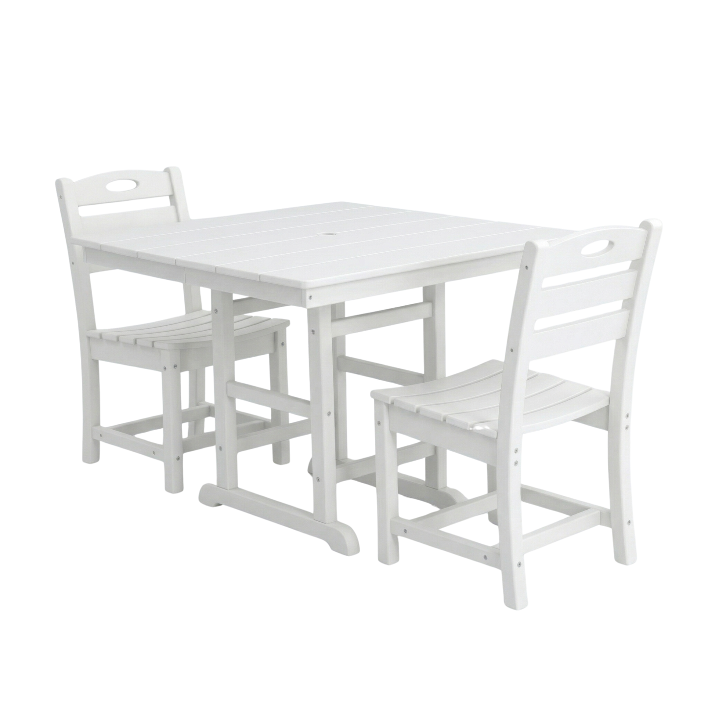 Outdoor Patio Dining Set HDPE White 3 Piece Square Table 2 Chairs Seats 2