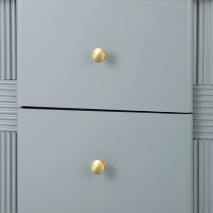 Modern Fluted Nightstand with 2 Drawers, Gold Metal Legs and Handles, Blue