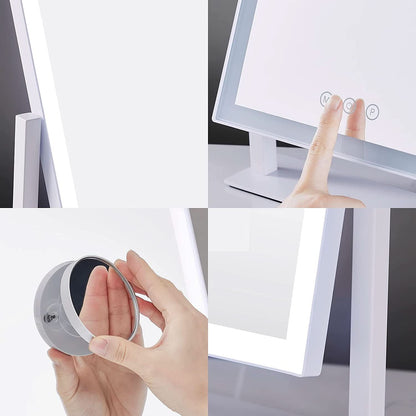 17In White Lighted Makeup Mirror 3 Color Lighting Modes And 5X Magnification
