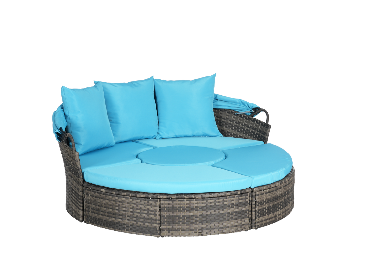Chaise Lounge PE Rattan Canopy Light Blue 380 LB