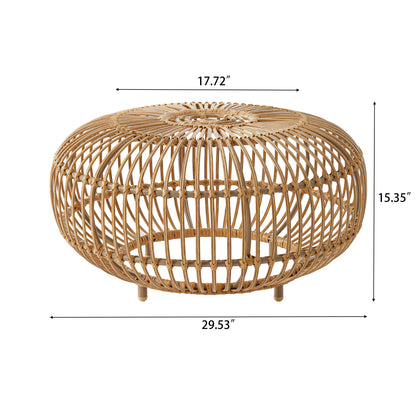 OTTAWA Coffee Table-Bohemian Faux Rattan Weave Accent Table for Indoor Outdoor