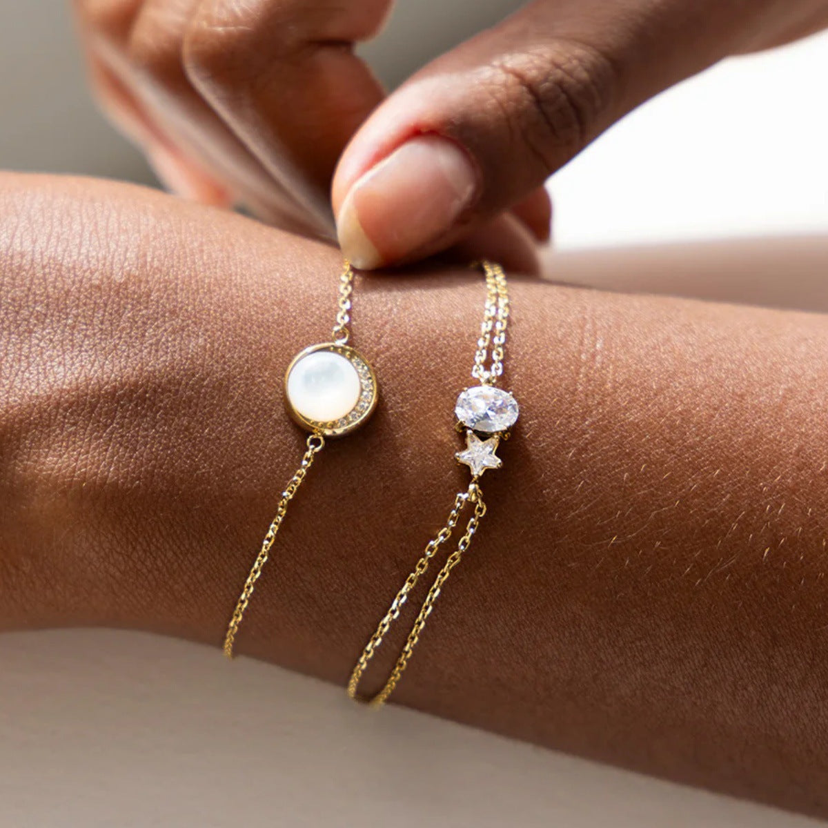 Double-diamond Double-layer Chain Bracelet