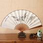 1Pcs Chinese Style Retro Folding Silk Fan Decorative Men Pocket Bamboo Handle Hand Held Fan Party Favors Home Decoration Crafts