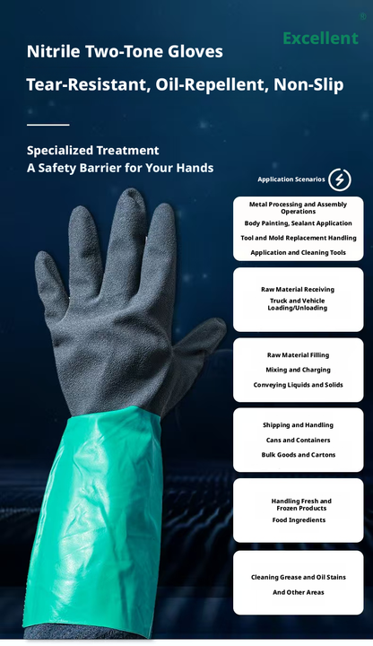 Nitrile rubber gloves-black and green two-color-L size-1 pair