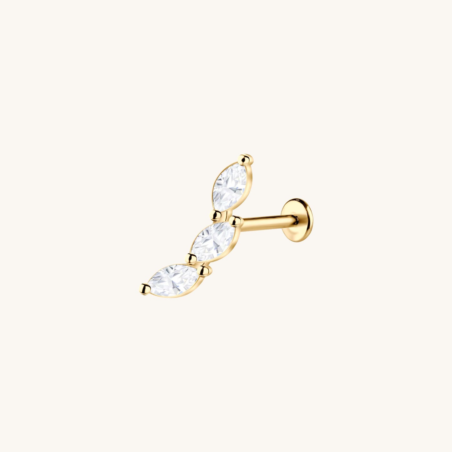 925 Sterling Silver 14K Gold-Plated Clover-Shaped Flat-Back Stud Earrings
