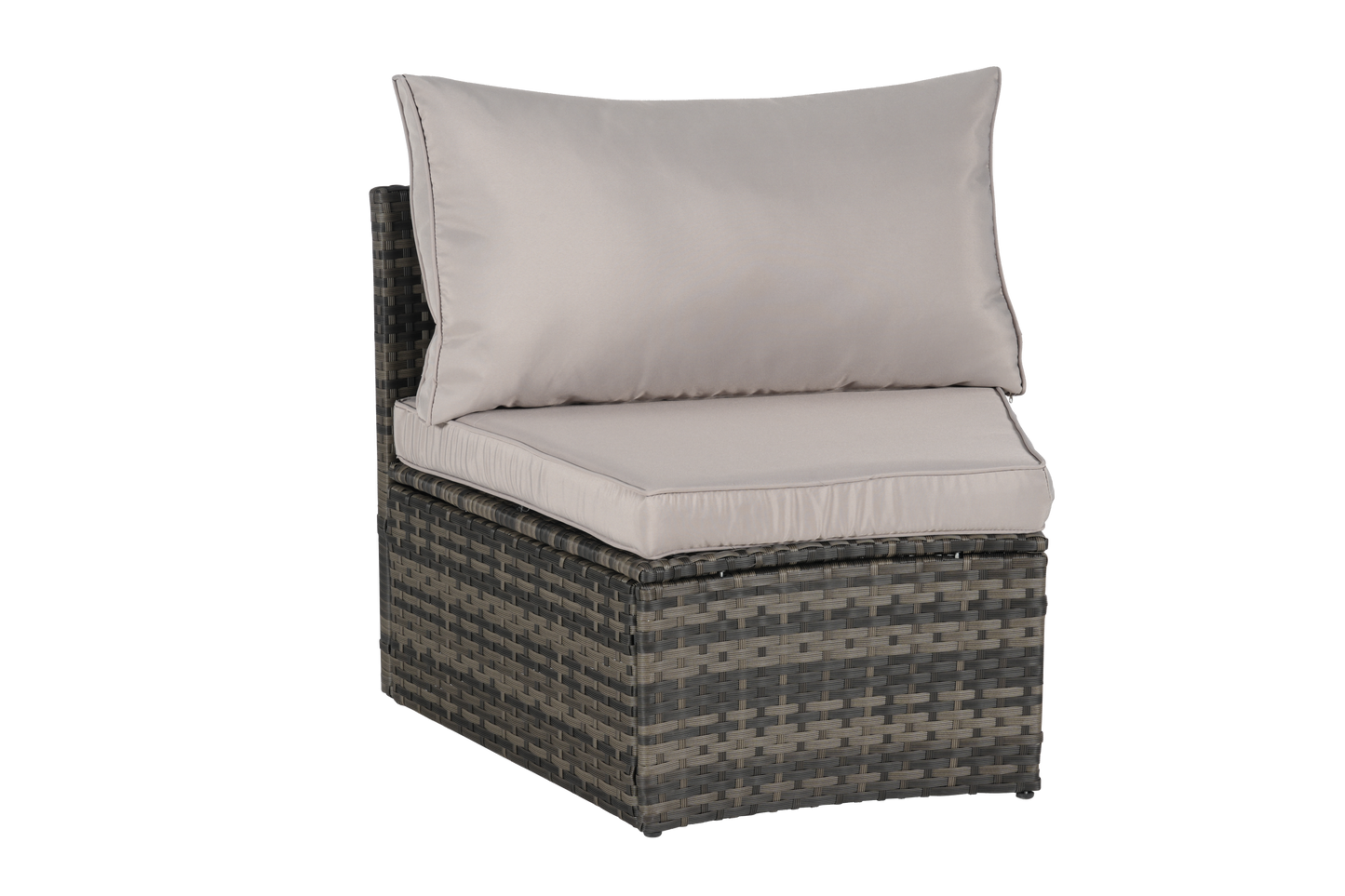 11 Piece PE Rattan Outdoor Sectional Set Light Gray