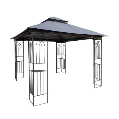Gazebo Steel Gray 10x10 Ft Double Vented Roof Mesh Sidewalls UV-Resistant