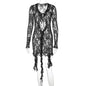 Hot Girl Lace See-through Deep V-neck Slim-fit Sheath Dress